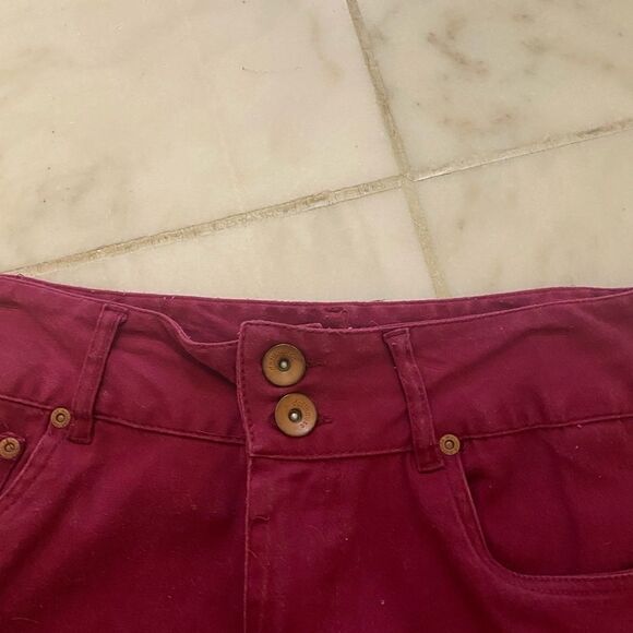 Maroon High Waisted Shorts - Picture 3 of 3